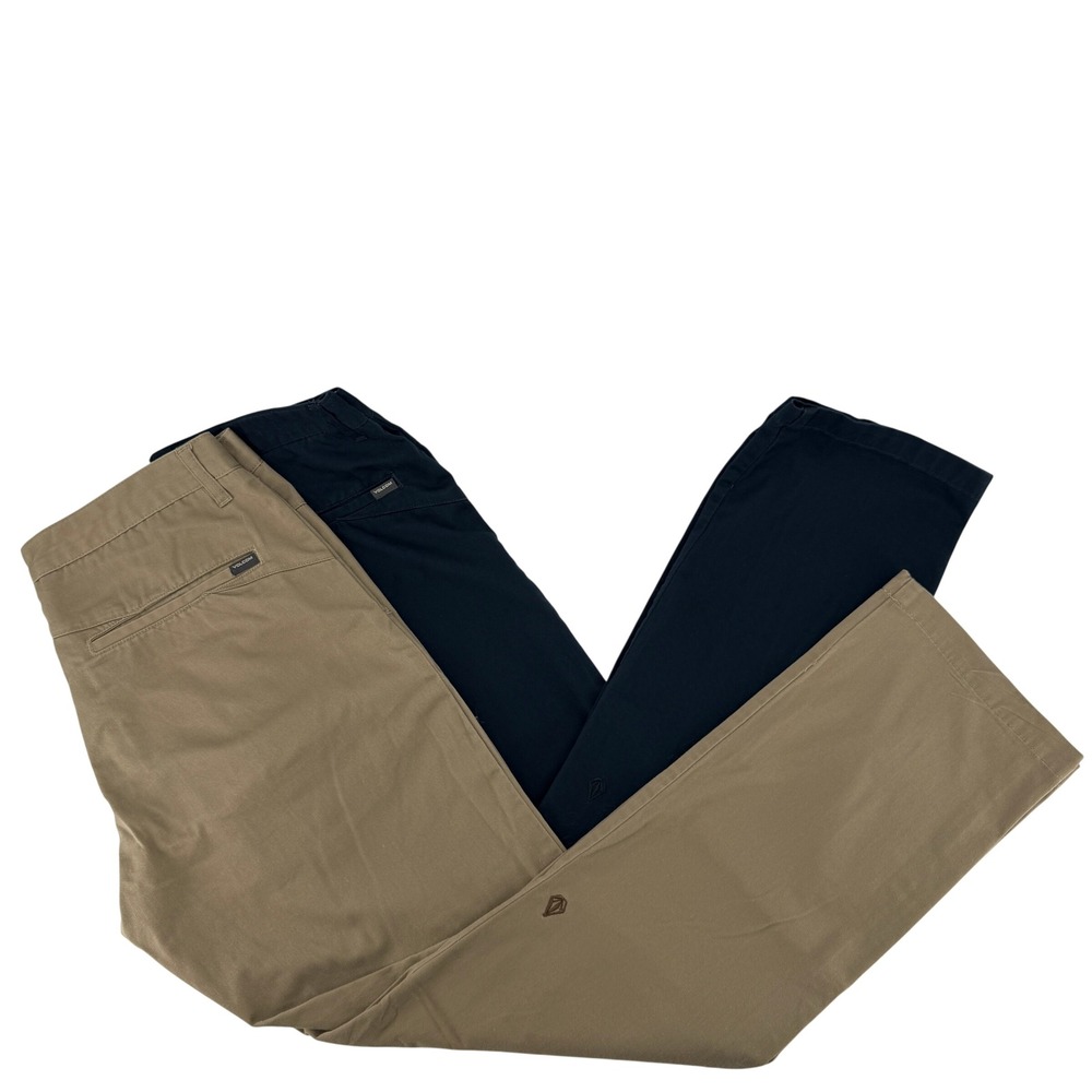 Volcom Frickin Modern Stretch Chino Pants Mens 34 Blue Tan Skater Trouser 2 Pack